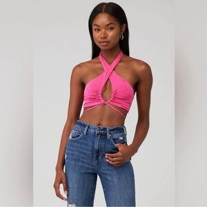 Peppermayo Harlow Pink Halter Crop Top